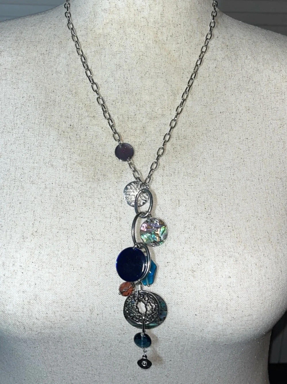 Lia Sophia “Neptune Windsong” Necklace Matching Bracelet with Albalone